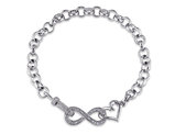 1/10 Carat (ctw) Diamond Infinity Heart Bracelet in Sterling Silver